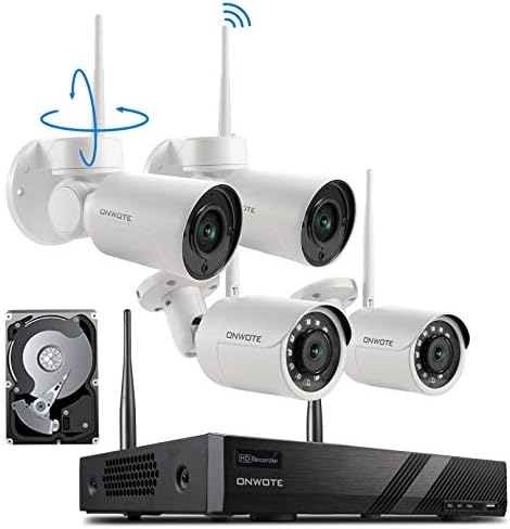 [Pan Tilt Zoom Audio] ONWOTE Expandable 1080P HD Wireless Security Camera System, 8CH NVR 1TB HDD, 2Pcs 180° Pan 55° Tilt 4X Optical Zoom WiFi Audio Cameras, 100ft-130ft IR Night, Add 4 More Cameras
