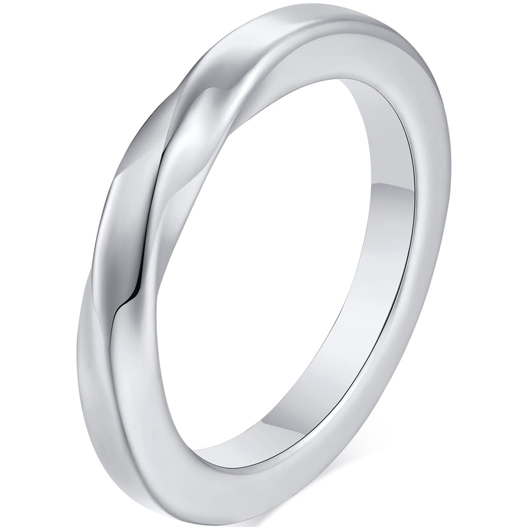 Jude Jewelers3mm Stainless Steel Twisted Shaped Wedding Band Stackable Ring