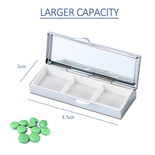 Lizimandu 2 Pack Stainless Steel Pill Boxes,Rectangle 3 Day Compartment Pill Box Pill Medicine Case(2-Rose) #TOP3