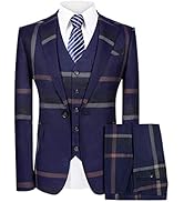 MAGE MALE Men’s Plaid Suit Slim Fit 3-Piece Leisure Suit One Button Blazer Dress Business Wedding...