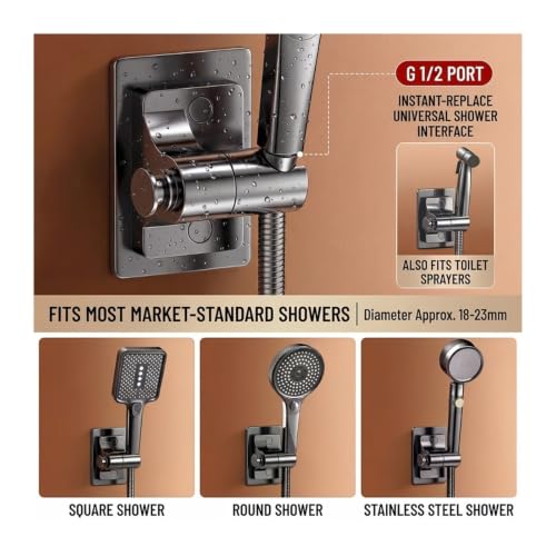 Support de pomme de douche universel réglable gris foncé