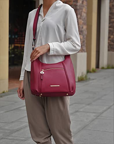 Image of MKF Collection Crossbody Bag for Women - PU Leather Hobo Handbag - Designer Side Messenger Purse, Shoulder Crossover