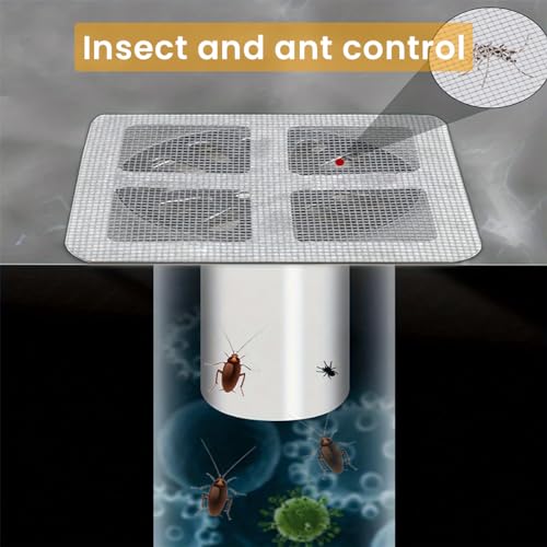 Image of HASTHIP 20Pack Shower Hair Drain Catcher Bathroom Mesh Stickers 4x4 3PCS