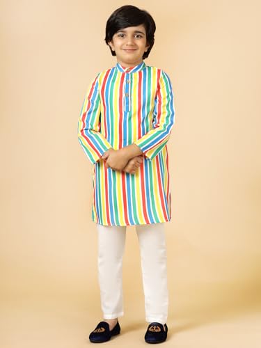 Image of A.T.U.N. (ALL THINGS UBER NICE) Candy Pop Stripes Kurta & Pyjama Set