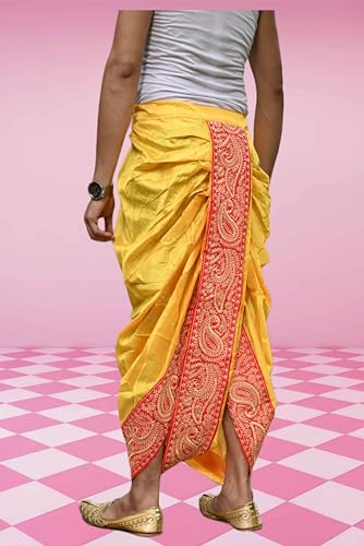 Image of Men's Ready to Wear Pant System MARWADI Embroidered Dhoti for Marriage, Party, Pooja, Festival etc. (GC009)