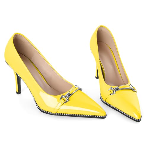 Image of Women's High Heel Pumps Stiletto Heel Pumps for Women Pointed Toe Heels Elegant Classic 3.5 Inch Beaded Pumps