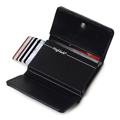 Image of RFID Blocking Pop-Up Card Holder for Men | Slim Vegan Leather Wallet with Cash Compartment | Aluminium Case, Holds Up to 10 Cards | Gift for Men