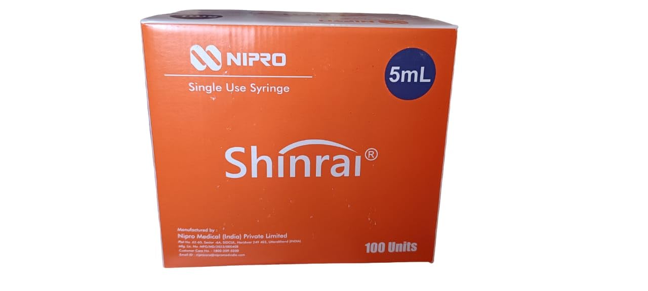 Nipro Syringe With Needle 5ml (24G) -100 Units