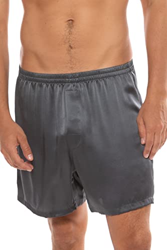 TexereSilk Men's 100% Silk Boxers Underwear - Luxury Under Wear (Country Club) (as1, alpha, m, regular, regular, Zinc, Medium)