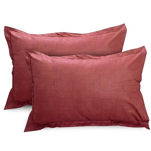 Image of Huesland by Ahmedabad Cotton 144 TC Cotton Elastic Fitted Bedsheet King Size with 2 Pillow Covers | 72 x 78 inches