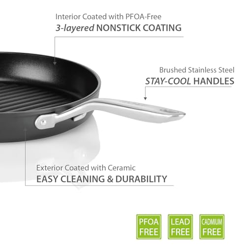 TECHEF - Onyx Collection, 12-inch Grill Pan For Stove Top, Nonstick Grill Pan For indoor cooking, PFOA-Free, Heavy-Duty Aluminum, Made In Korea (No Induction) - Image 7