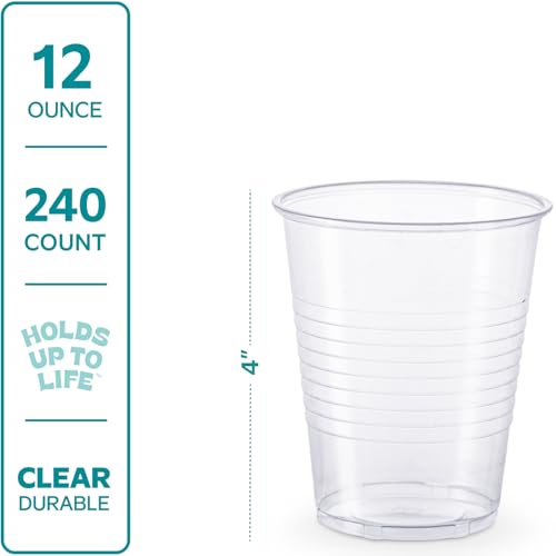 image for GUSTO Clear Plastic Cups [12 oz - 240 Count] Disposable Cold Drinking 