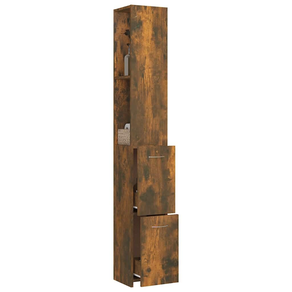 Armadietto da bagno in rovere affumicato, 25 x 26,5 x 170 cm