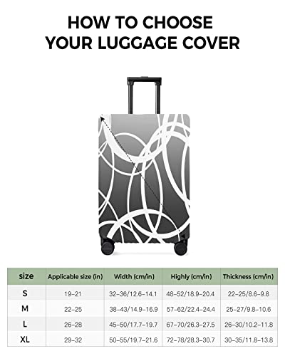 Travel Luggage Cover Spandex Elastic Suitcase Cover for Luggage, Scratch Proof Luggage Cover Protector for Trunk Case 26-28 Inch Luggage, Modern Art Circle Ombre Line Grey3