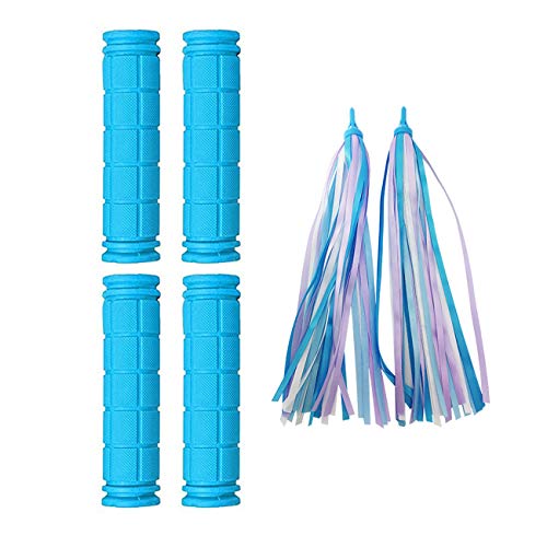 Platt Kids Bicycle Handle Bar Grips 2 Pairs Colorful Rubber Mushroom Grips With Ribbons Streamers For Balance Bikes, Scooters, And Childrens Bmx Bicycle Handlebars #TOP10