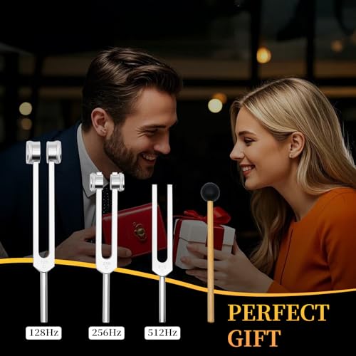 tuning forks for healing instrument 128hz 256hz 512hz - tuning fork set with reflex hammer sound healing instruments for essential yogachakrasound therapymeditation beginner