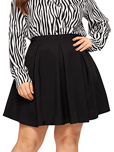 Image of Women's Plus Size Zip Back Solid A Line Flared Mini Skater Skirt