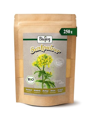 Biojoy Poudre de Moutarde BIO (250 g), Graines de Moutarde moulues, sans aditiffs (Sinapis alba)