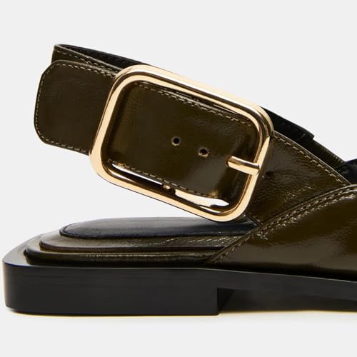 Image of Slingback Flat Shoes for Women Pointed Closed Toe Flat Mule Sandals Casual Comfortable Office Dressy Shoes