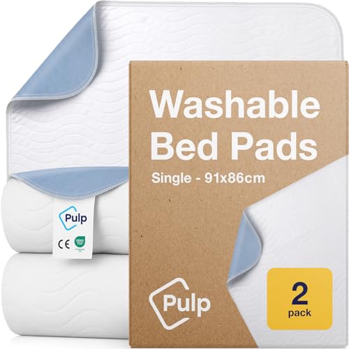 2 x PULP Essential Washable Incontinence Bed Pads | For Single Beds | Maximum Absorbency 100% Leakproof Kylie Sheets | Reusable Waterproof Bed Wetting Sheets For Adults Children & Babies