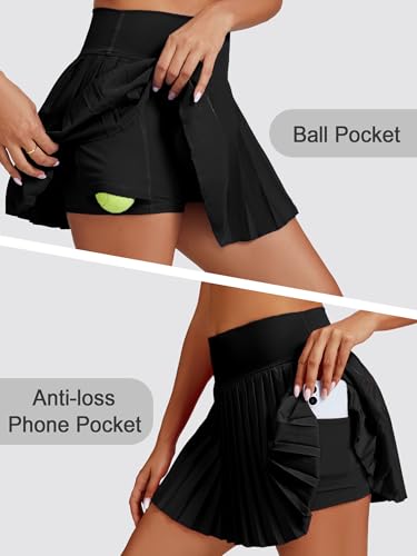 Image of Ibeauti Womens Mini Flowy Skort High Waisted Pleated Tennis Golf Skirts Mesh Ruffler Athletic Skirt with Shorts Pockets