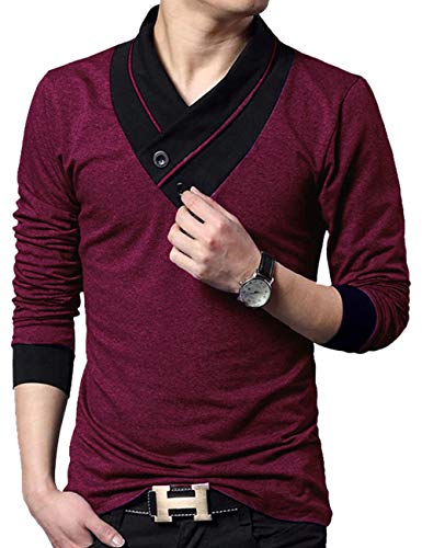 Image of EYEBOGLER Solid Men's Shawl Collar Regular Fit T-Shirt