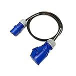 16 Amp Plug to 32 Amp 240Volt IP44 Socket Adaptor - PCE Blue - Heavy Duty H07RN-F Rubber Extension Cable - 16A-32A Adapter Converter Lead (2 Metre)