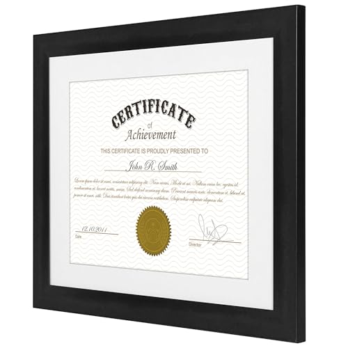 Americanflat Moldura de diploma preta 27,8 x 35,5 cm | Moldura de certificado exibe diplomas de 21,5