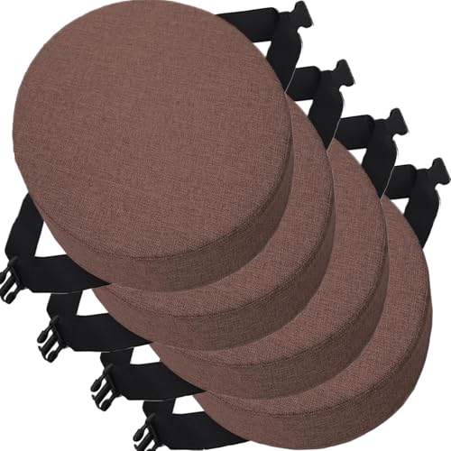 Juego De 4 Cojín Redondo para Silla, 30/35/40/45/50cm con Hebilla Antideslizante, cojín de Asiento Suave para Taburete, jardín, Interior, Exterior, hogar(Color 6,40x40x8cm)