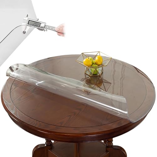 Genérico Protector Mesa Transparente Mantel Redondo PVC para Mesas,Película de plástico de 2 mm protección de Mesa para Comedor diámetro 48 54 80 90 106 122 140 150 cm(Transparente,30cm)