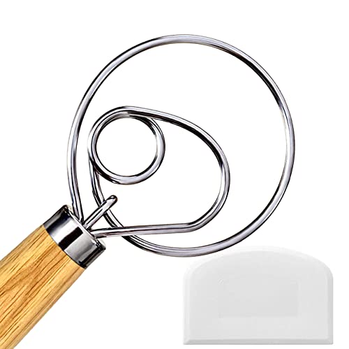 Comparison: Best Danish Dough Whisk 6 Danish Dough Whisk, Dutch Style Bread Whisk For Sourdough Cooking Kitchen with Stainless Steel Danish Sourdough Whisks Bread Mixer 13" and Dough Scraper