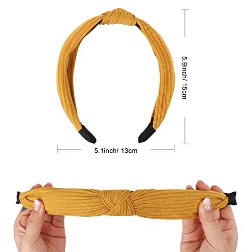 Image of DRESHOW 8 Pack Knotted Headbands for Women Wide Turban Headband Yoga Exercise Ribbing Hair Hoop Hair Bands Accessories