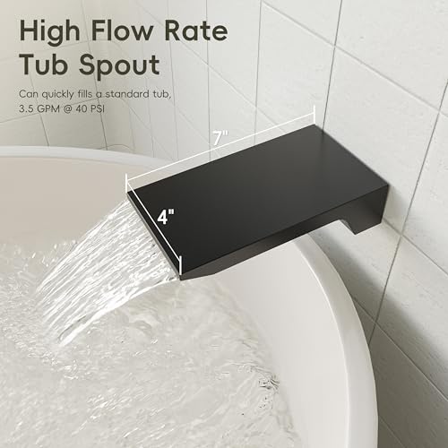 Image of Gabrylly Shower System with Tub Spout, Wall Mounted Tub Shower Faucet Set for Bathroom with High Pressure 10 inch Rain Shower head and 3-Setting Handheld Shower Head Set,Matte Black