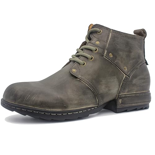 Psanfawq Mens Dress Boots Casual Oxfords Ankle Lace up Shoes Fashion Leather Chukka Business Boot Dark Green size 11 AF001-2