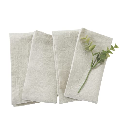 Everly Linen Cloth Napkins, Set Of 4 100% Stonewashed French Linen Napkins, Dinner Napkins Everyday Use Cocktail Napkins, 18X18 Inches Wedding Napkins Cloth Washable #TOP4