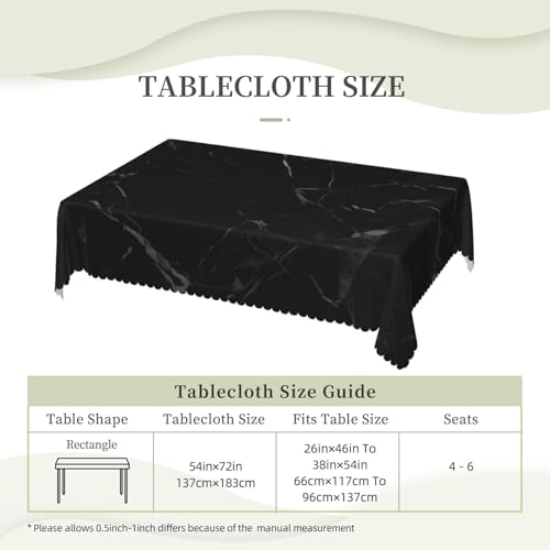 Nappe marbre noir imperméable 137x183 pour table rectangulaire lavable - 7