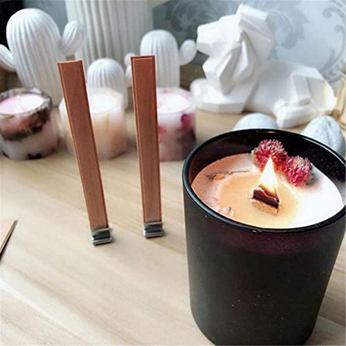 50 Piezas Mechas de Madera para Velas con Base Metálica miniatura 7