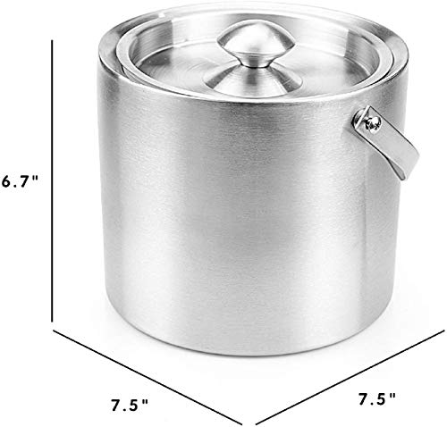 2L Ice Bucket | Insulated Double Walled Drink Cooler | Stainless Steel Party Drink Chiller | Includes Tongs & Lid - Image 3
