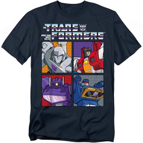 Popfunk Transformers Generations Retro Villainous Decepticon Grid Unisex Adult T Shirt Navy Small