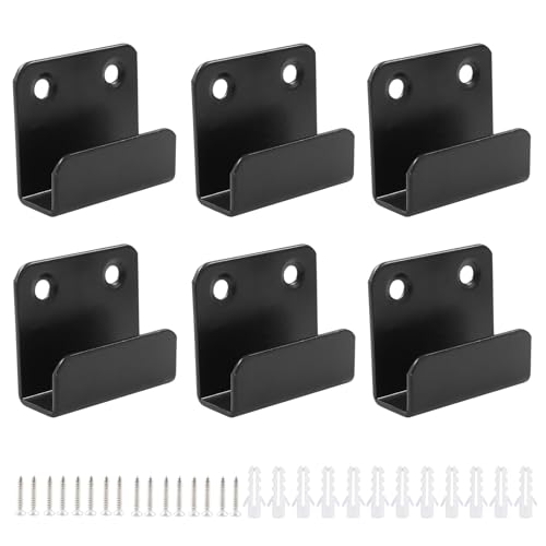 Image of 6 Pack Black Tile Display Wall Hanger Fastener, 10mm Inner Width | Stainless Steel, Wall Mount Brackets Hook, 10mm Inner Width, Heavy Duty, For Ceramic Tile Display