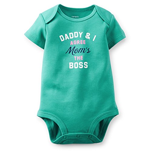 Carters Baby Girls Short Sleeve Bodysuit Turquoise - Daddy and I Agree 18M