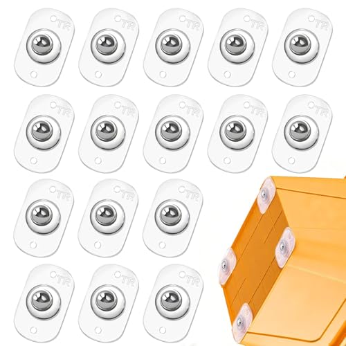 TRVL FIELDER Self Adhesive Caster Wheels Appliance Rollers Appliance Slider for Kitchen 360 Swivel Small Casters - Solve Coffee Maker Air Fryer Small Appliances Countertop Sliding (Clear - 16 Pcs)