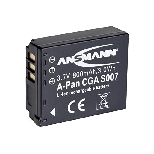 ANSMANN Ersatzakku für Panasonic CGA-S 007 E/1B Li-Ion Akku für Lumix DMC-TZ1 Digitalkamera, Zweitakku ideal für Hobby- und professionelle Fotografen, 100% kompatibel