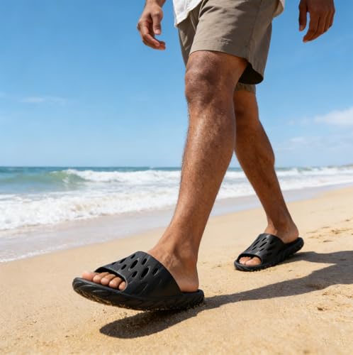 Image of FINLEEO Shower Sandals with Drainage Holes - Quick Drying Bathroom & Gym Slippers for Men and Women