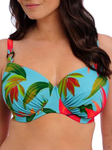 Image of Fantasie Swim Women's Pichola Underwire Gathered Full Cup Bikini Top, Aqua, 34FF