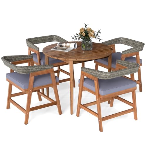 Tangkula 5 Piece Patio Dining Set for 4, Outdoor Solid...