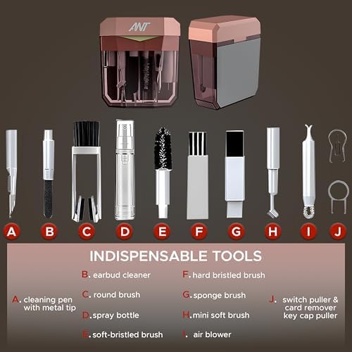 Image of Ant PC Shine20, 17-in-1 Multifunctional Cleaner Kit for Electronic Devices Keyboard Cleaning Brush Headphones Cleaner Kit for AirPods Multi-Tool for Cleaning Laptop Earbuds Camera Mobile Quartz