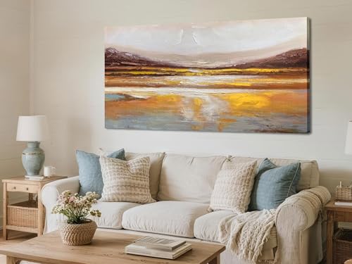 Ardemy Abstract Wall Art Canvas Texture Strokes Extra Large 58"x29"- Aesthetics Painting for Home Office Warm Earth Tone Soft Artwork Framed Picture Bedroom Living Room Kitchen Dining Room Wall Decor by Ardemy - Image 6