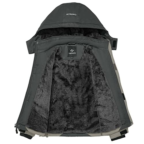 Image of FARVALUE Boy's Waterproof Winter Coat Mountain Snow Ski Fleece Jacket Thick Warm Detachable Hood Windproof Rain Coats