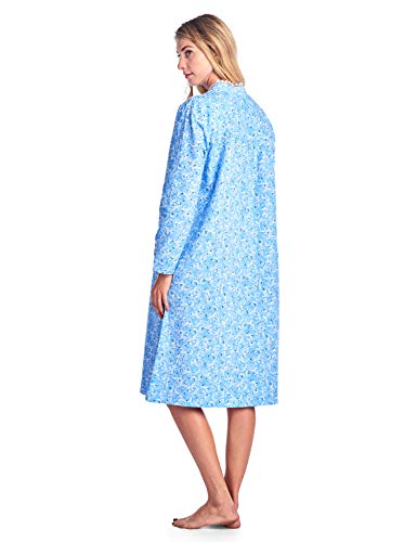 Ekouaer Women's Nightshirt Long Sleeve Button Down Nightgown V-Neck Sleepwear Pajama Dress